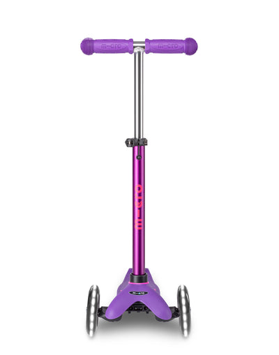 purple pink mini deluxe scooter with led wheels front