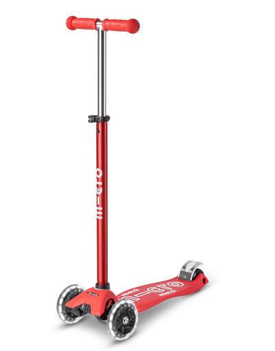 red maxi deluxe 3 wheel led kids scooter