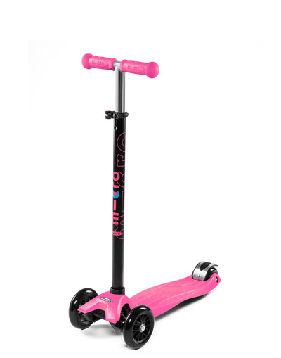 bright pink and black kids 3 wheel scooter