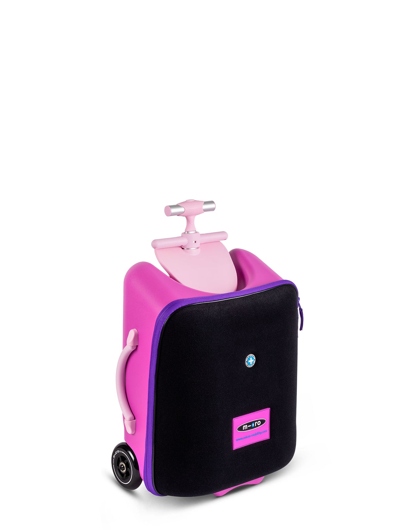 preschooler violet ride on luggage suitcase with handle down