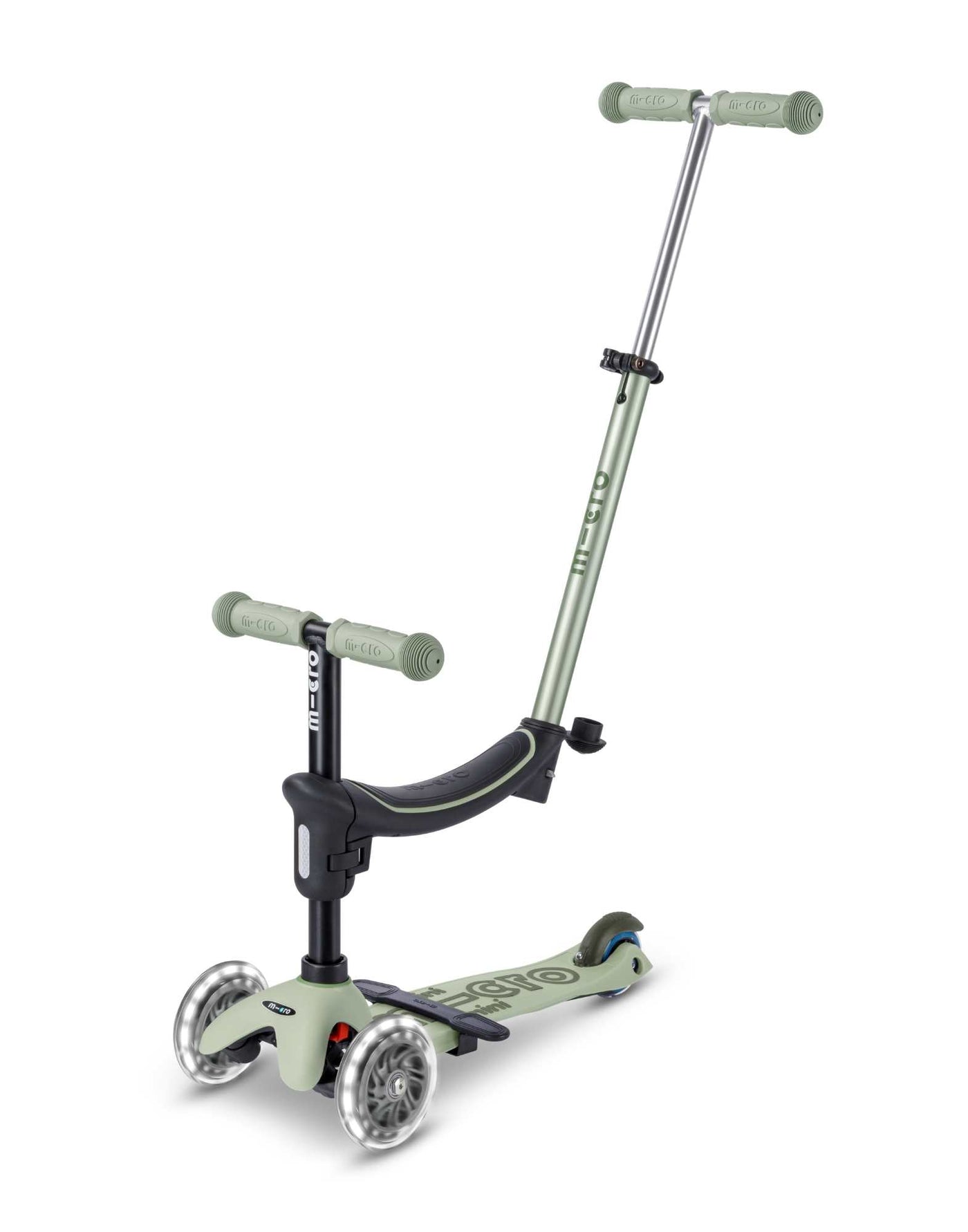 Micro Mini2Grow Deluxe LED – Patinete Evolutivo 4 En 1 Con Asiento, Para Niños De 1 A 6 Años, Con Ruedas LED Y Transición Sin Herramientas