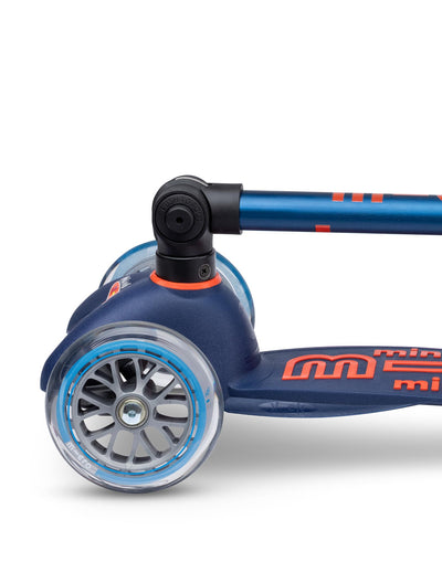 mini micro deluxe foldable navy blue scooter folded