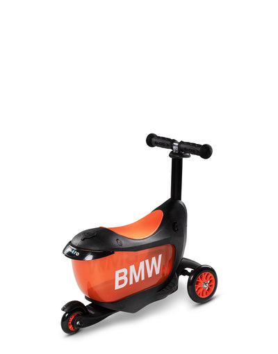 bmw micro mini2go toddler ride on scooter black orange rear view