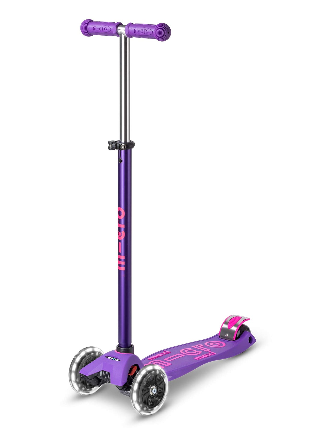 purple maxi deluxe 3 wheel led kids scooter