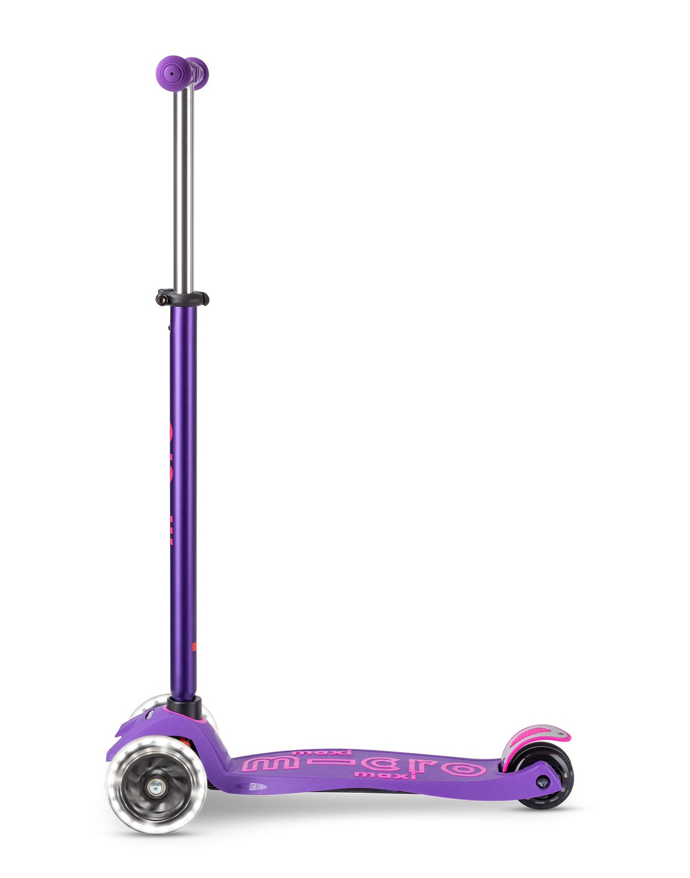 purple maxi deluxe 3 wheel led kids scooter side