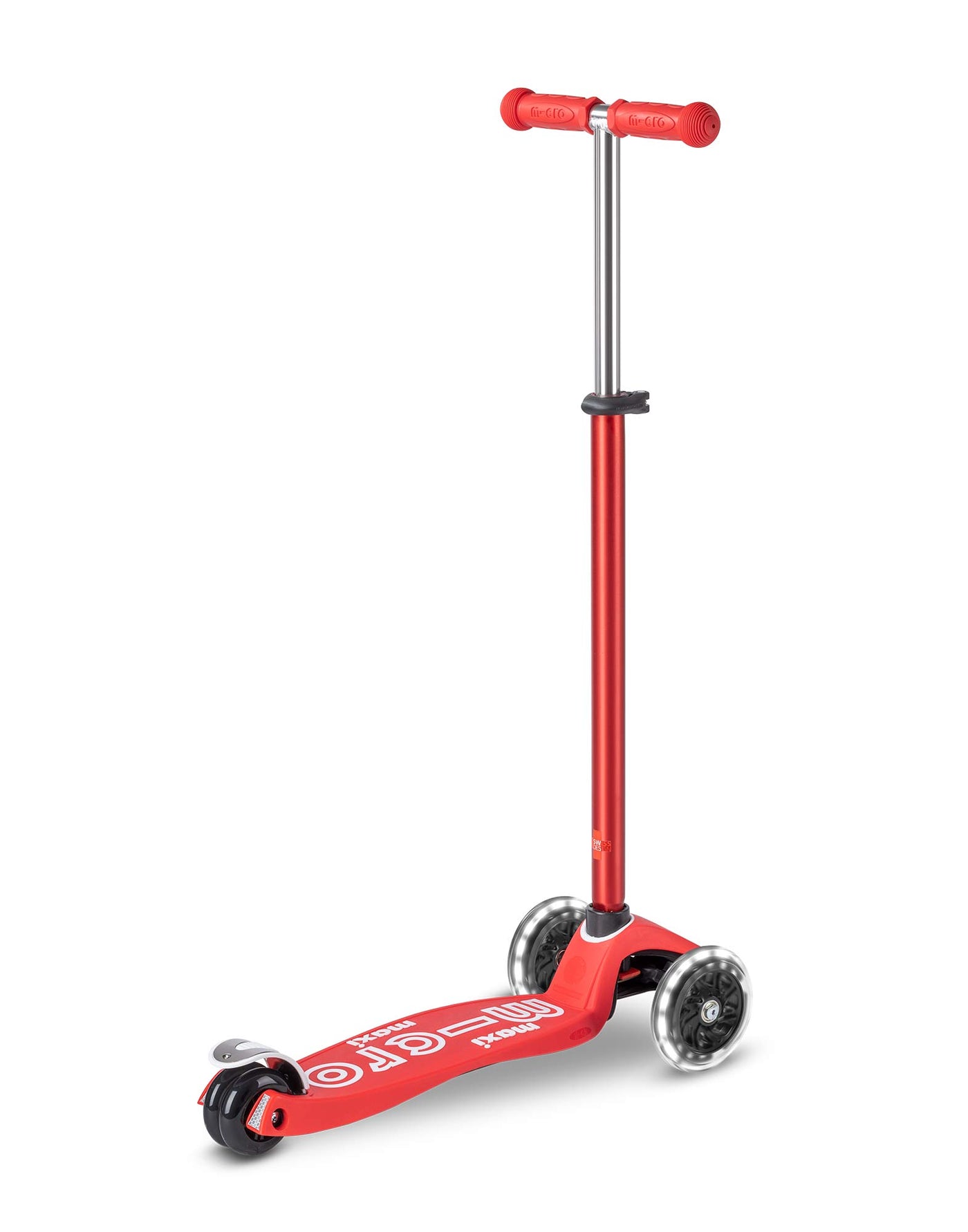 red maxi deluxe 3 wheel led kids scooter rear