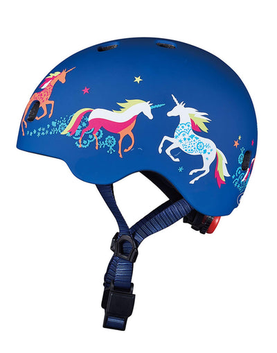 micro scooter unicorn patterned helmet side view