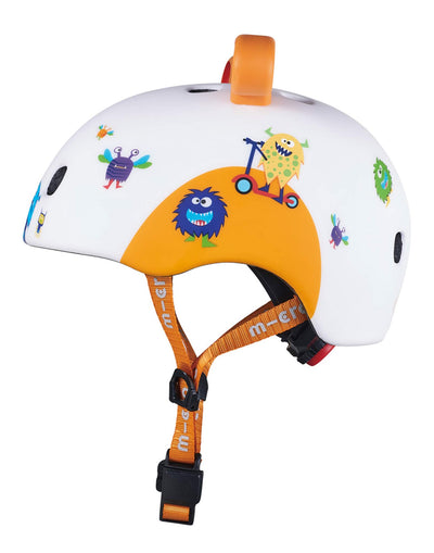 toddler and kids scooter and bike helmet monster side view