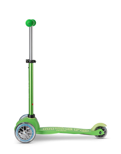green mini deluxe 3 wheel scooter side