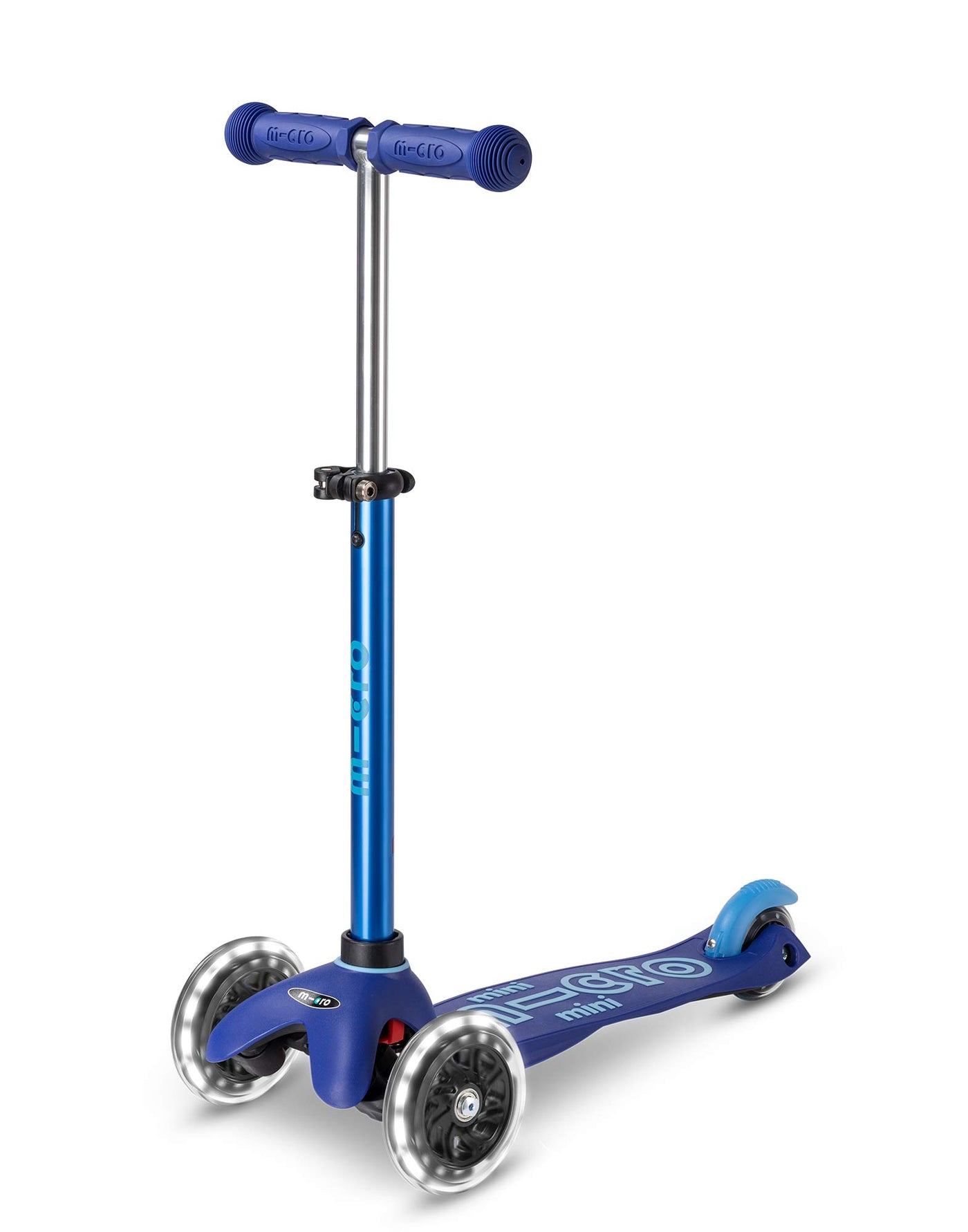 blue mini deluxe scooter with led wheels