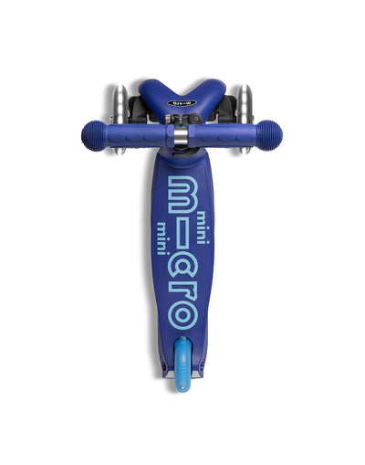 blue mini deluxe scooter with led wheels deck