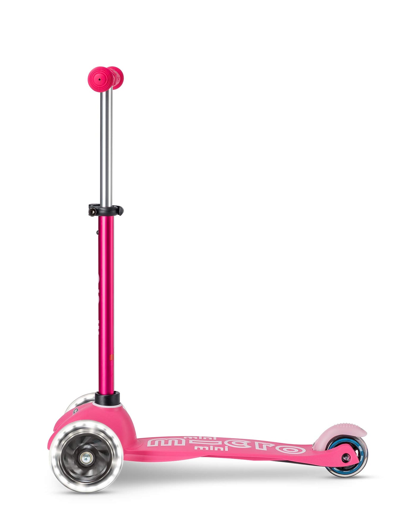 pink mini deluxe scooter with led wheels side