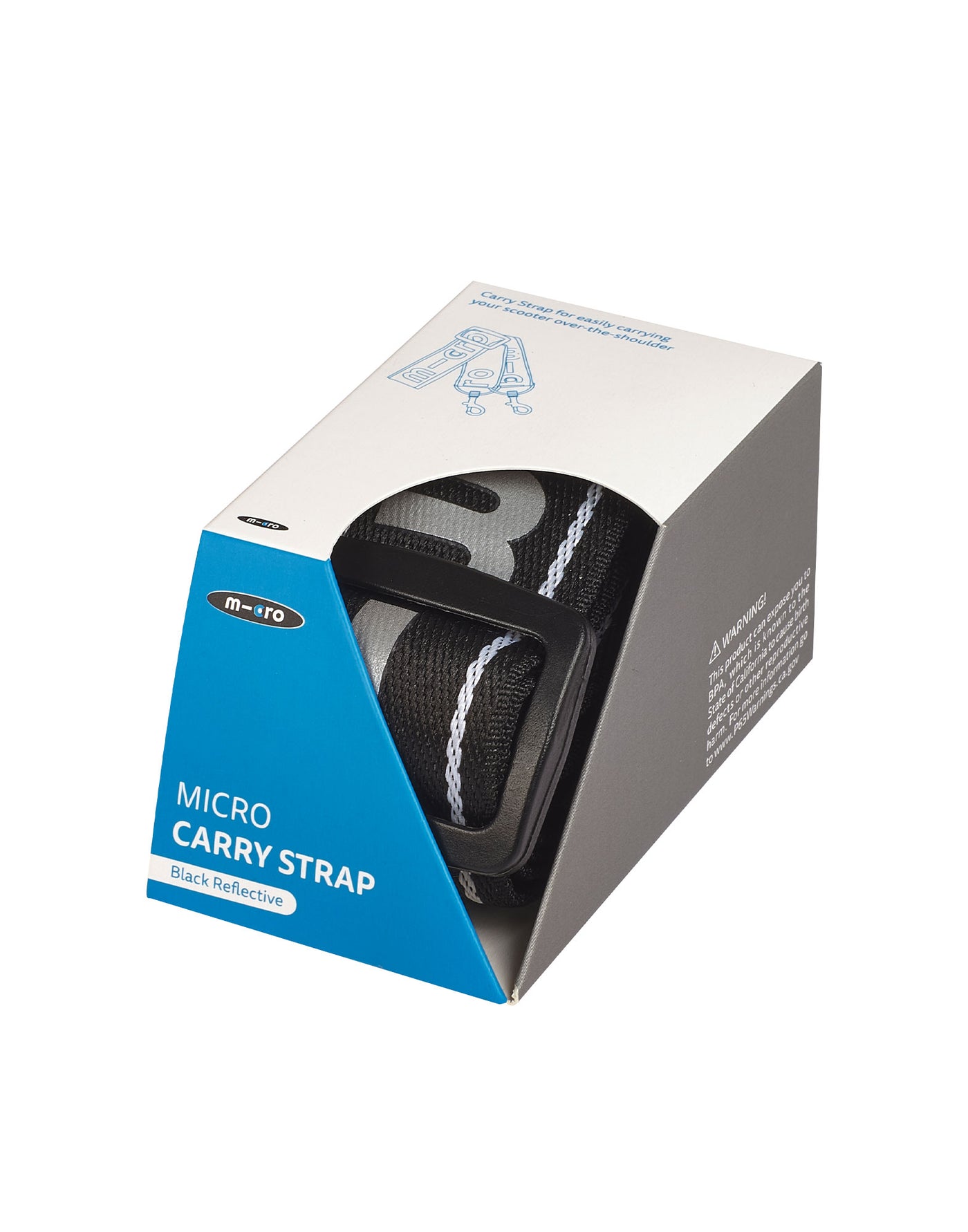 black micro scooter carry strap in a box