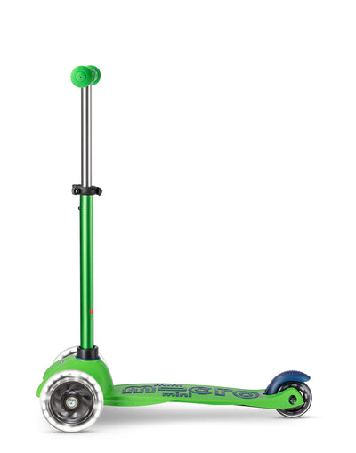 green blue mini deluxe scooter with led wheels side