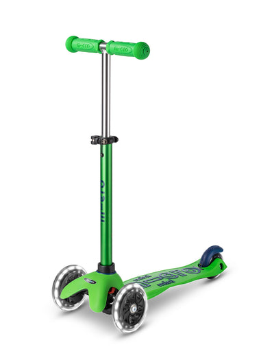 green blue mini deluxe scooter with led wheels