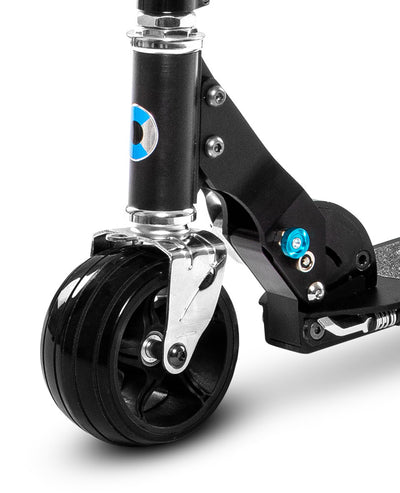 black rocket 2 wheel scooter with fat front wheels