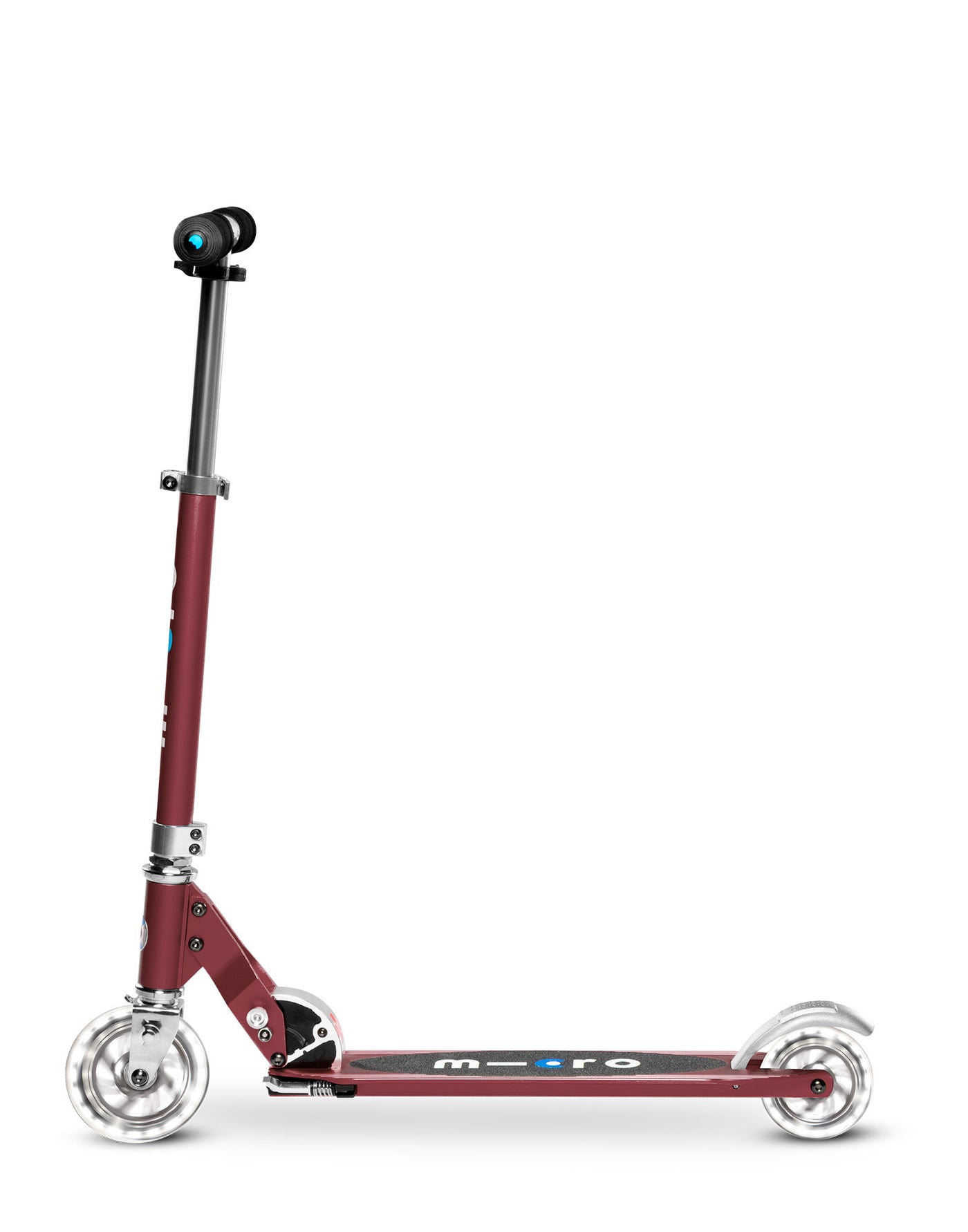 autumn red sprite kids scooter with led wheels side view