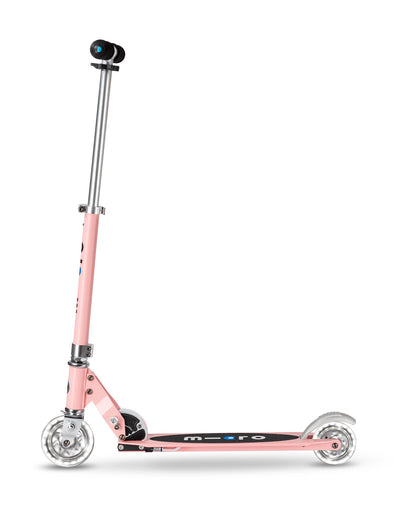neon rose sprite kids scooter with led wheels side view