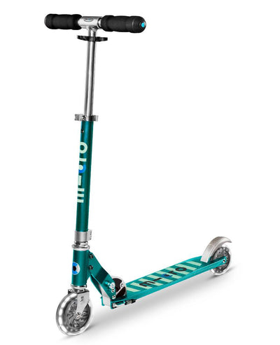 sea green sprite kids scooter with led wheels
