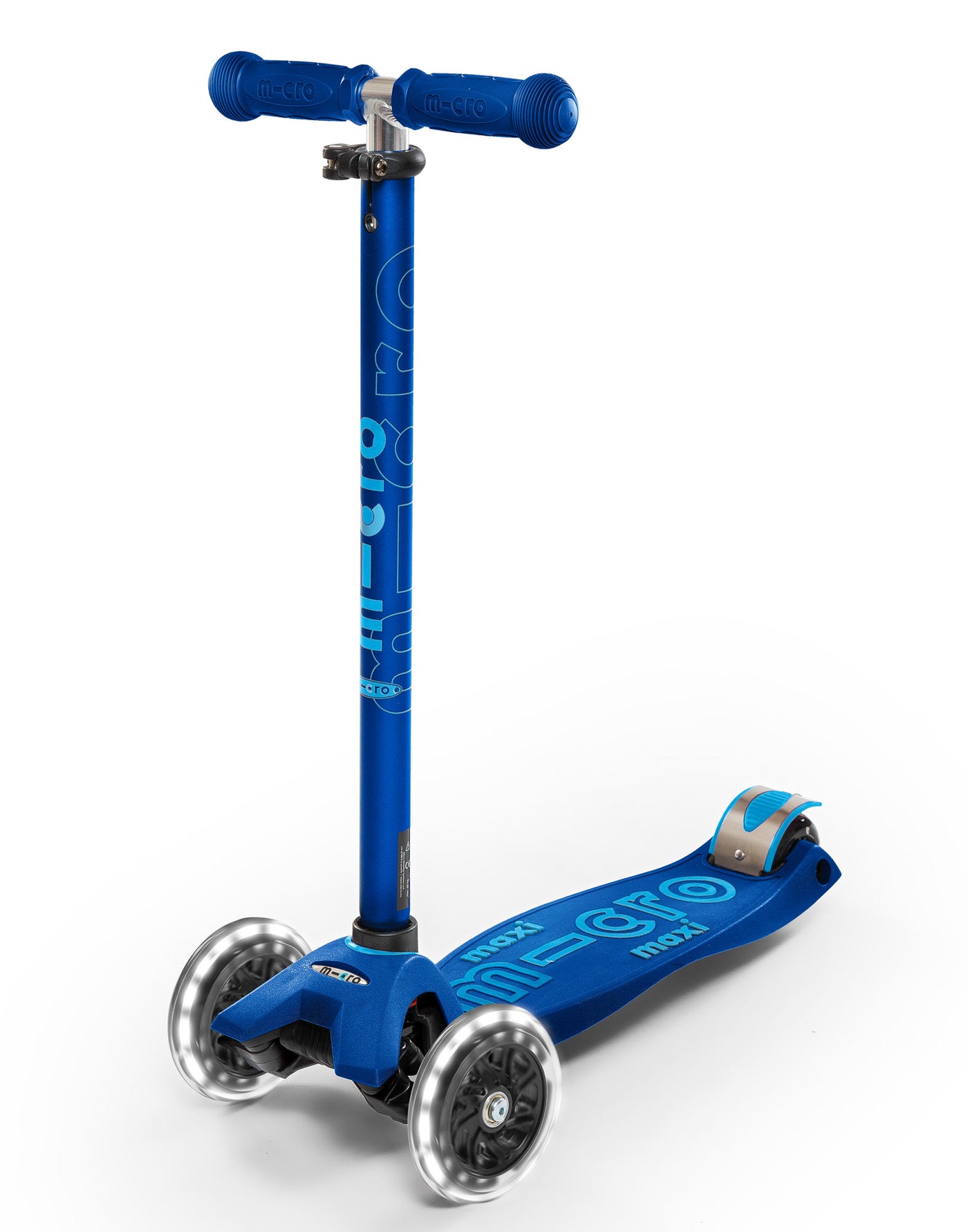 navy blue maxi deluxe 3 wheel led kids scooter