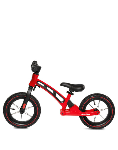 toddler red balance bike deluxe side view
