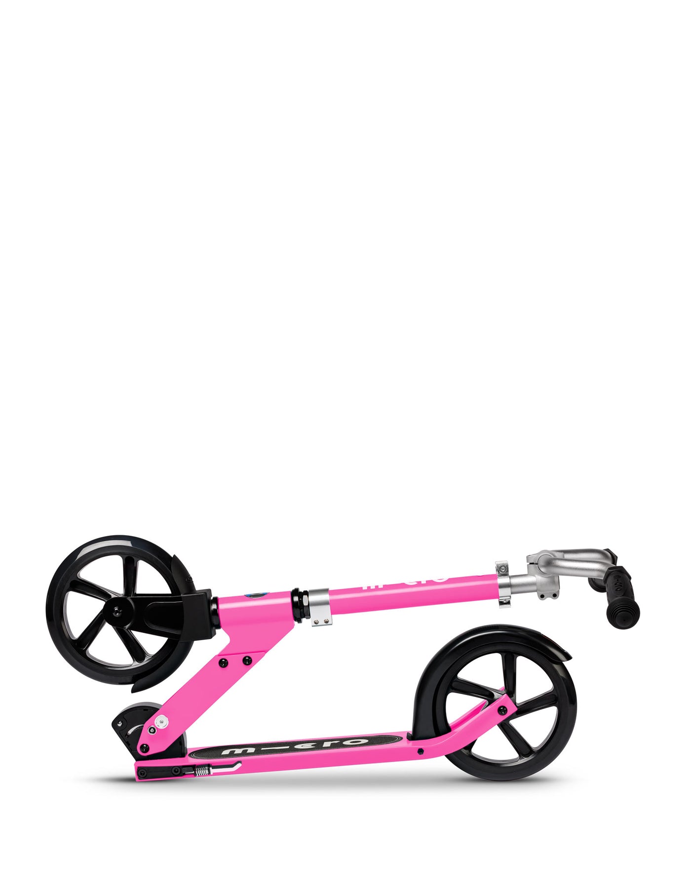 pink cruiser 2 wheel kids scooter with large wheels folded
