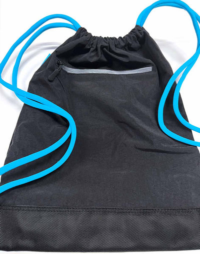 micro branded black gym bag back
