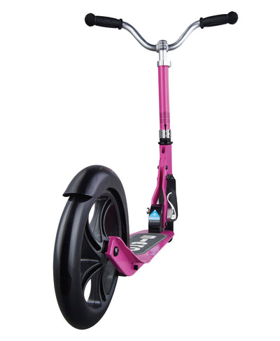 pink cruiser 2 wheel kids scooter with large wheels rear view