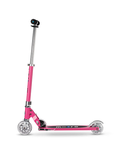 pink sprite kids 2 wheel scooter side view