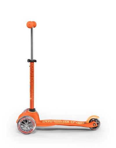 orange mini deluxe 3 wheel scooter side view