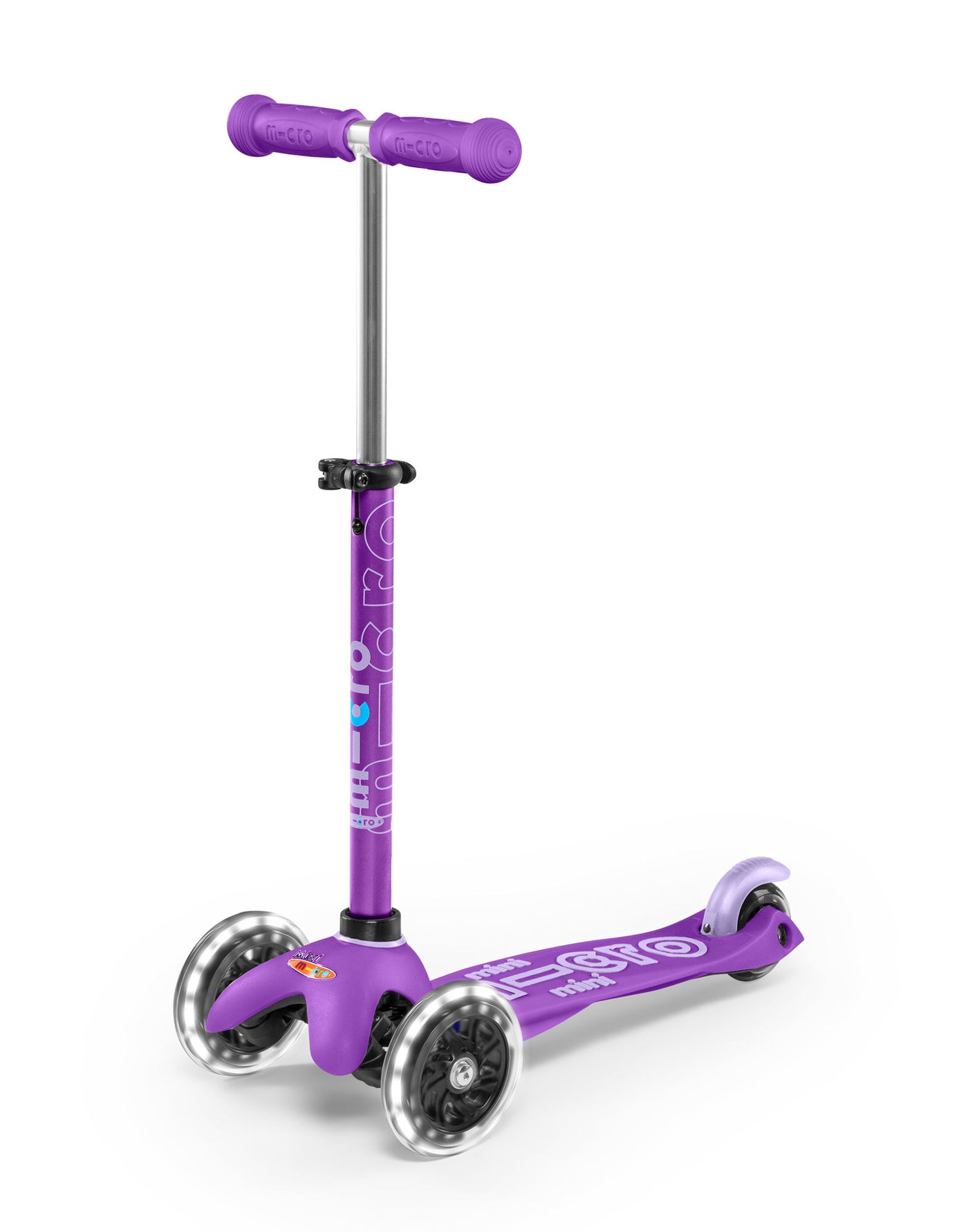 purple mini deluxe scooter with led wheels