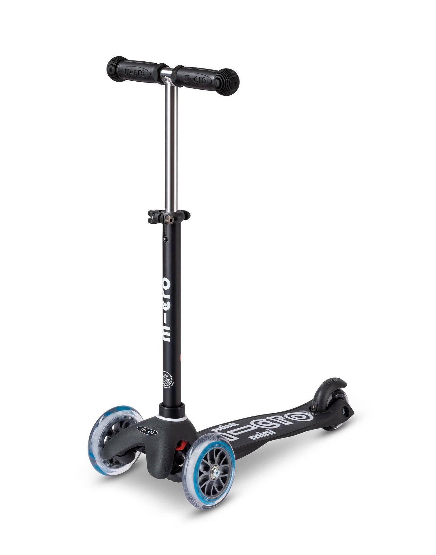 mini micro deluxe eco black scooter with extended handlebar